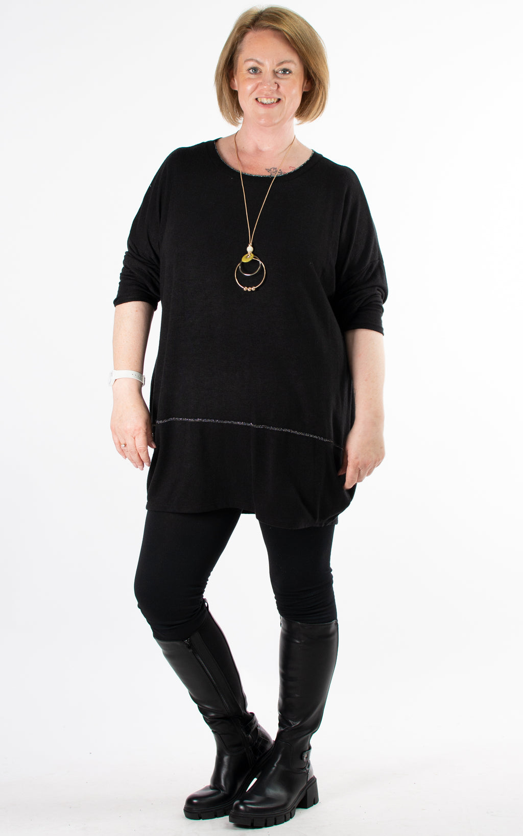 Pamela Silver Thread Details | Black