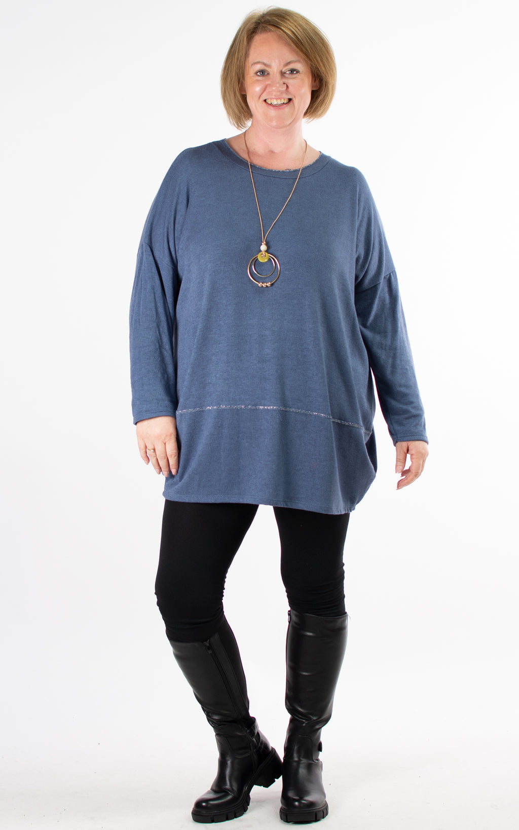 Pamela Silver Thread Details | Denim