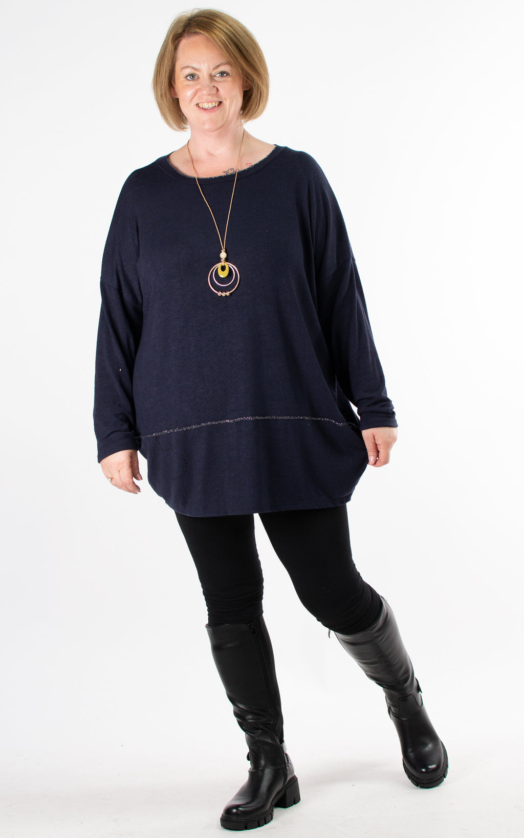Pamela Silver Thread Details | Navy