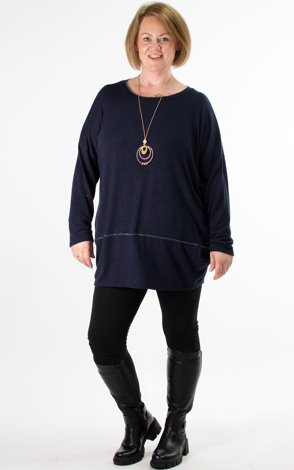 Pamela Silver Thread Details | Navy