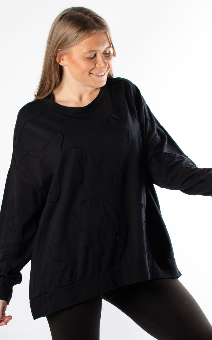 Patchwork Sweat Top | Black