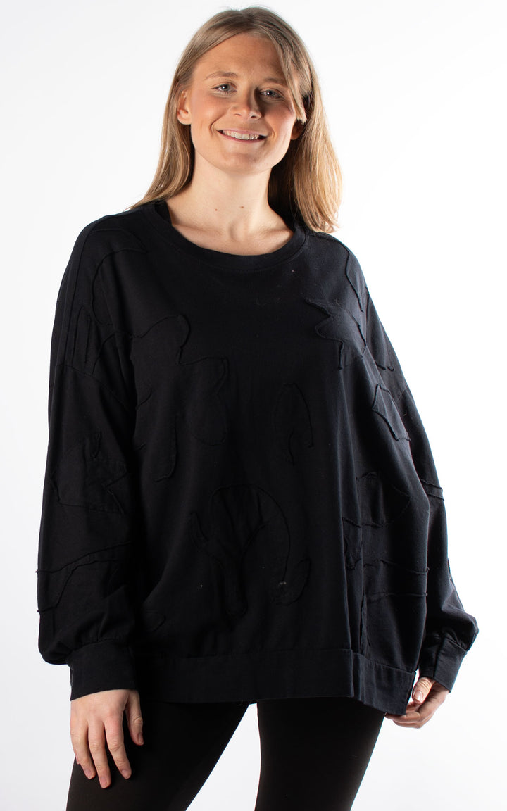 Patchwork Sweat Top | Black