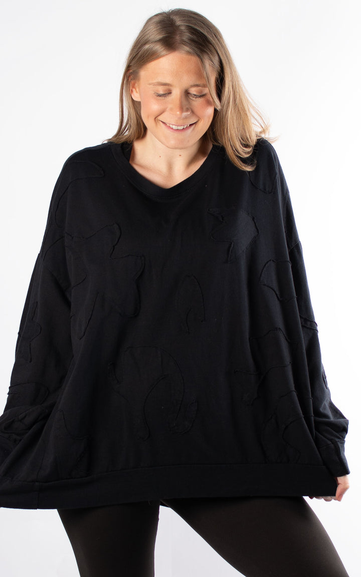 Patchwork Sweat Top | Black