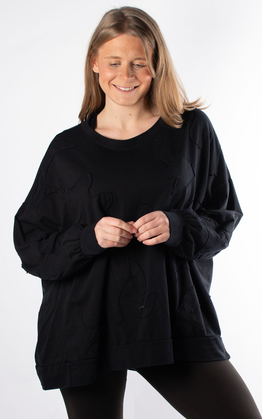 Patchwork Sweat Top | Black