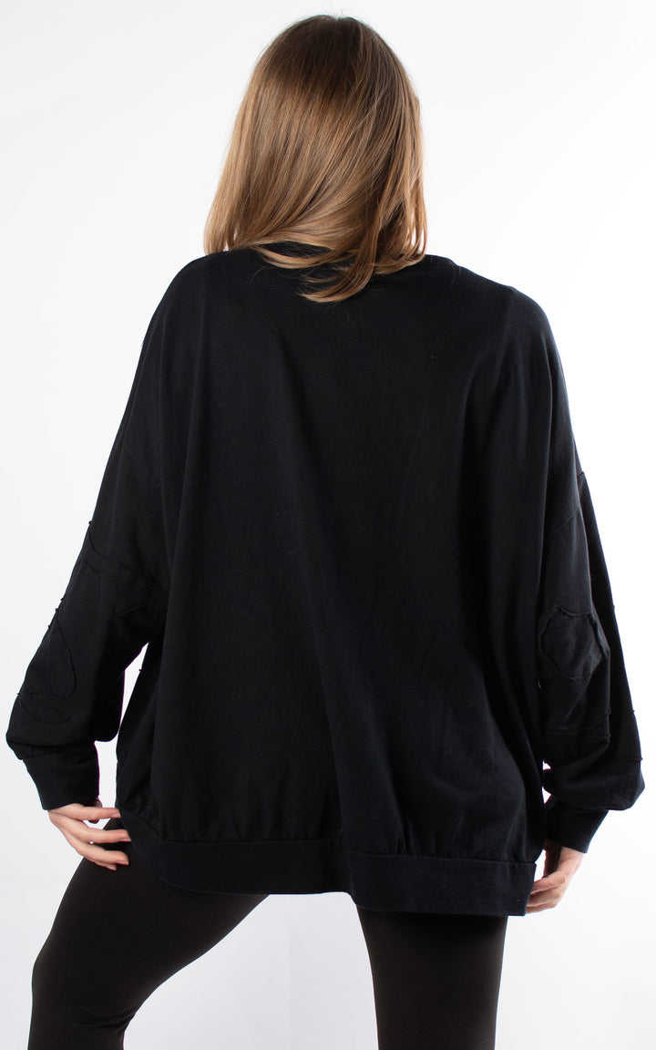 Patchwork Sweat Top | Black