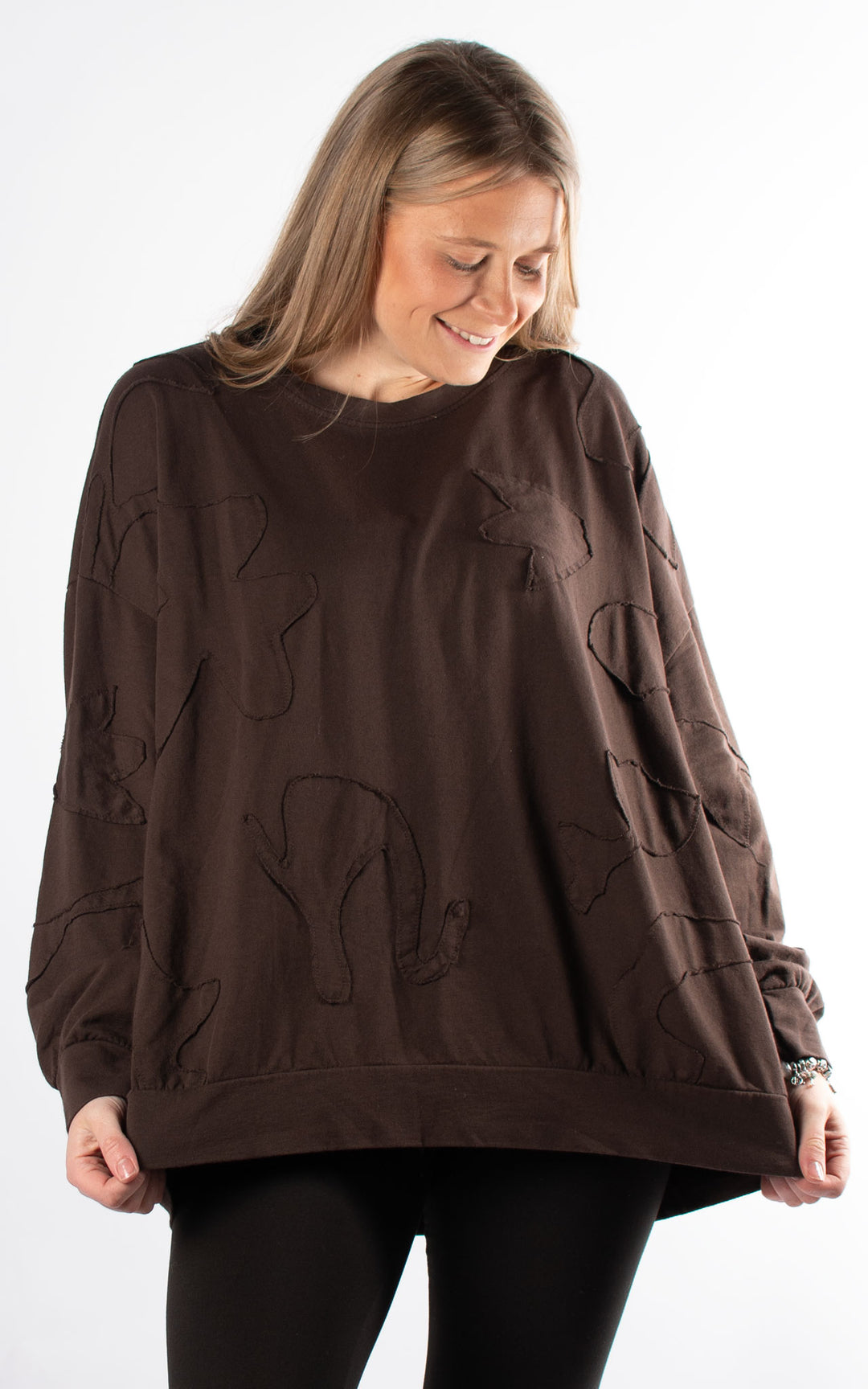 Patchwork Sweat Top | Chocolate