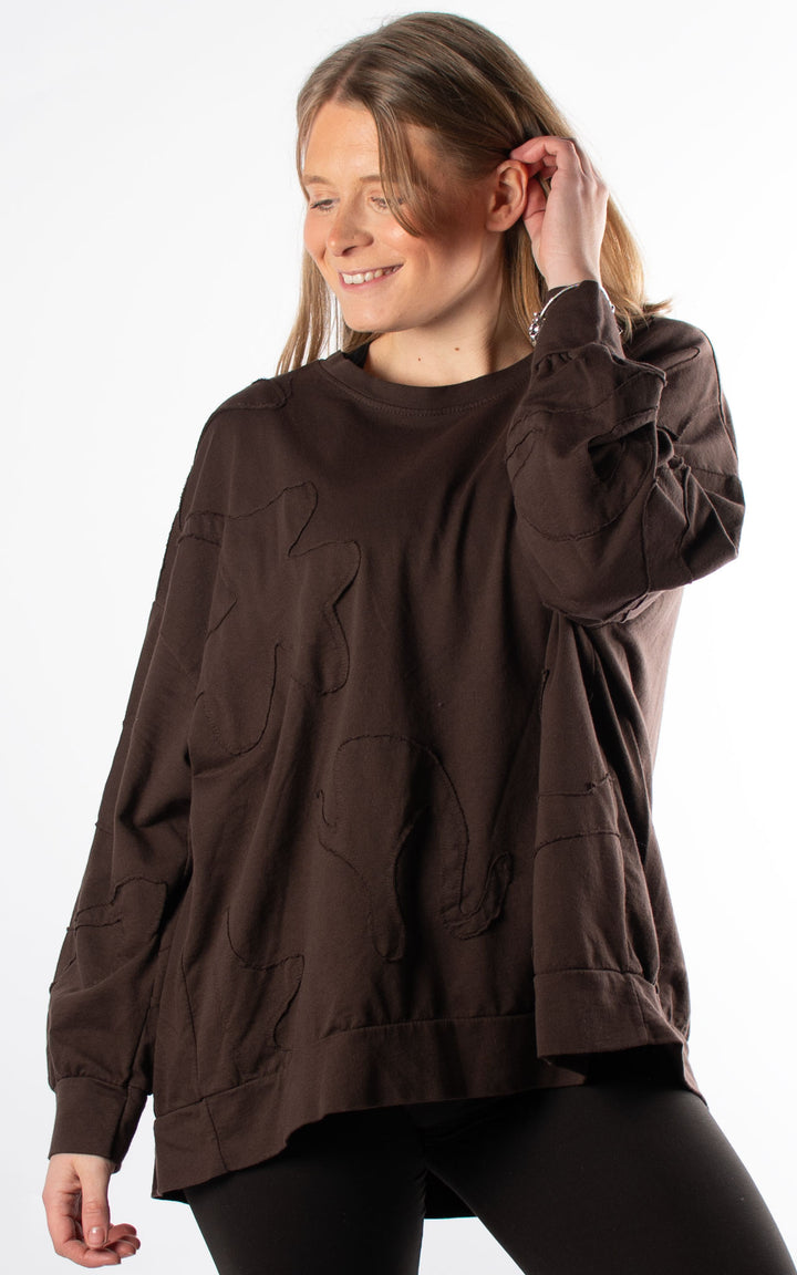 Patchwork Sweat Top | Chocolate