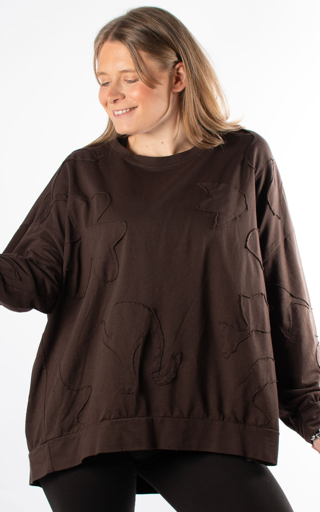 Patchwork Sweat Top | Chocolate