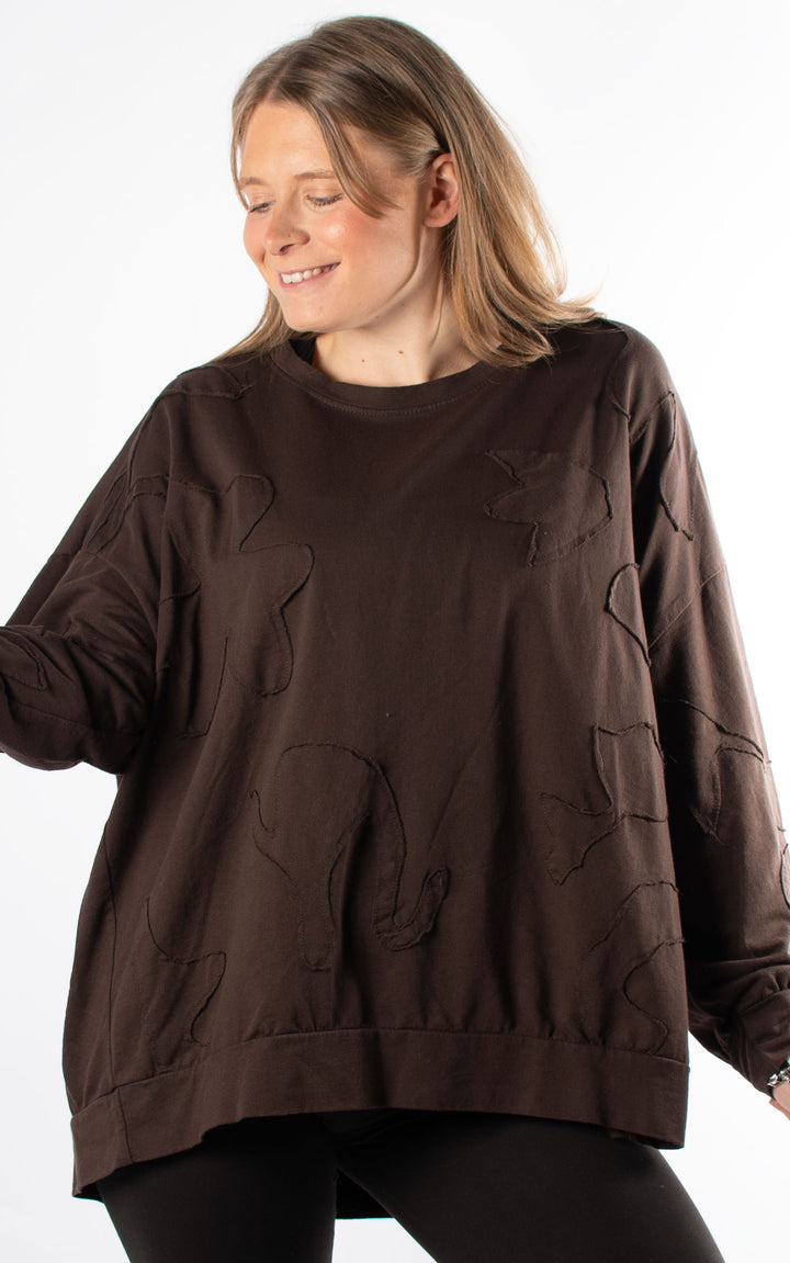 Patchwork Sweat Top | Chocolate
