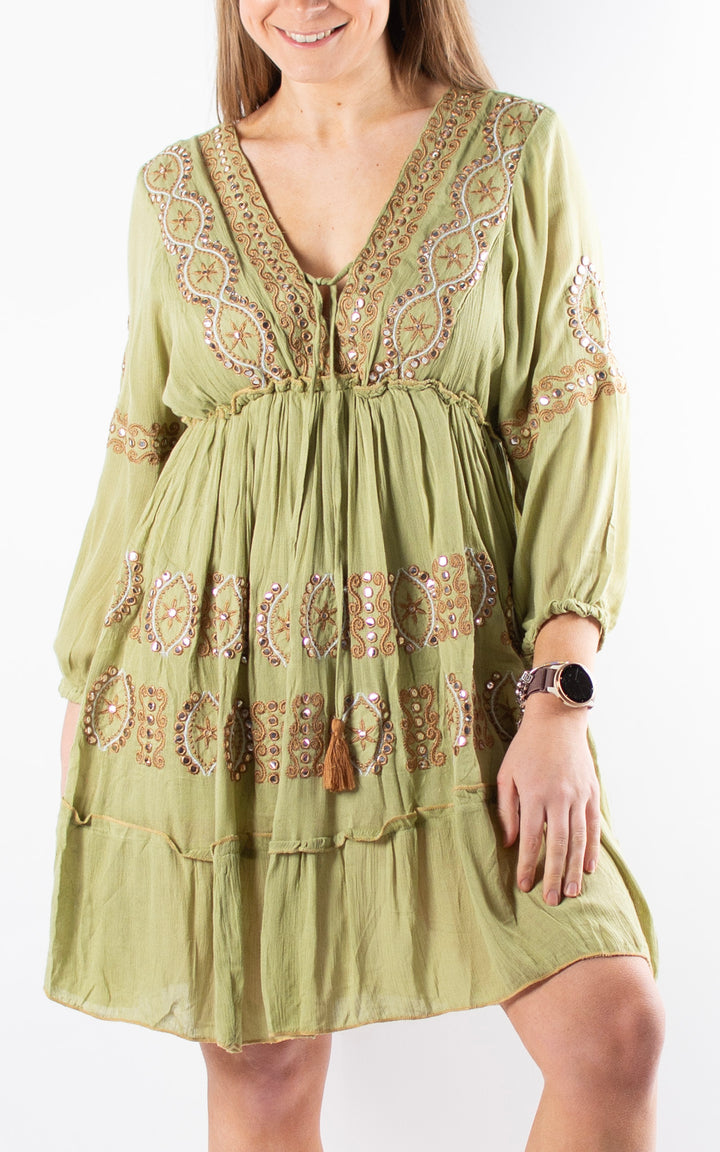 Patterned Cuffed Tunic | Green