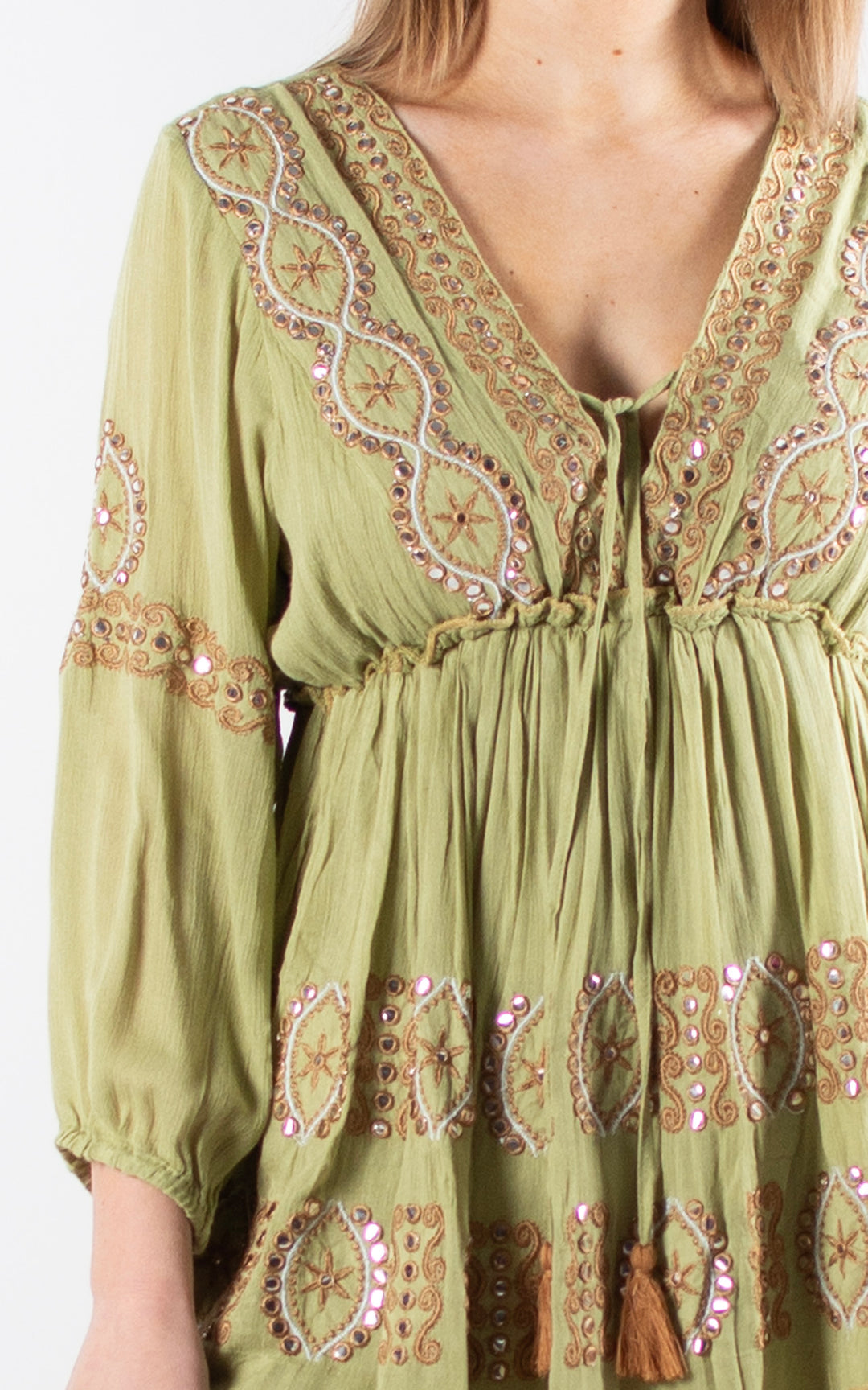 Patterned Cuffed Tunic | Green