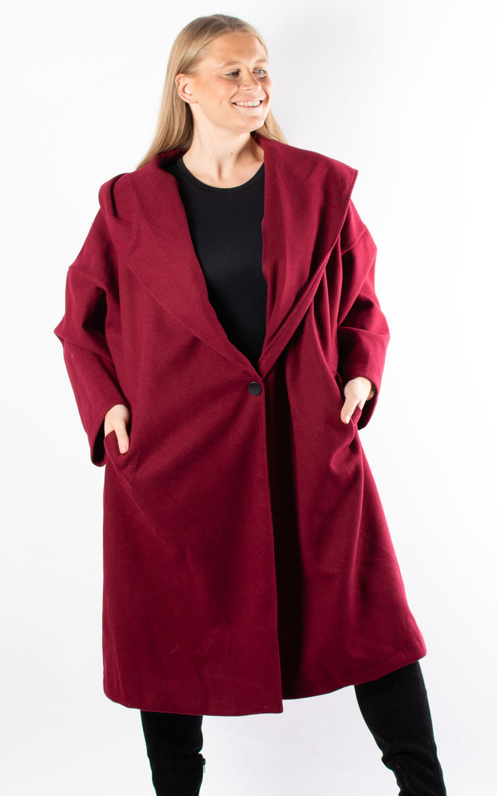 Paula Hooded Coat | Burgundy