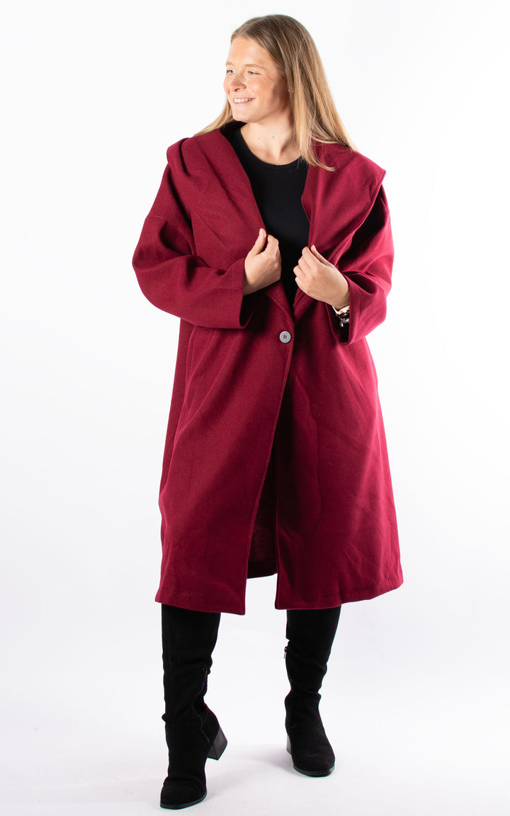 Paula Hooded Coat | Burgundy