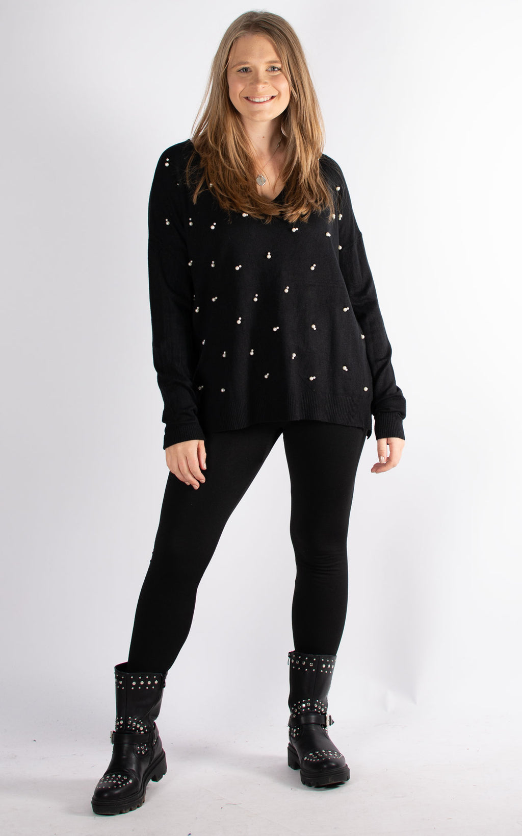 Pearl Beaded Top | Black