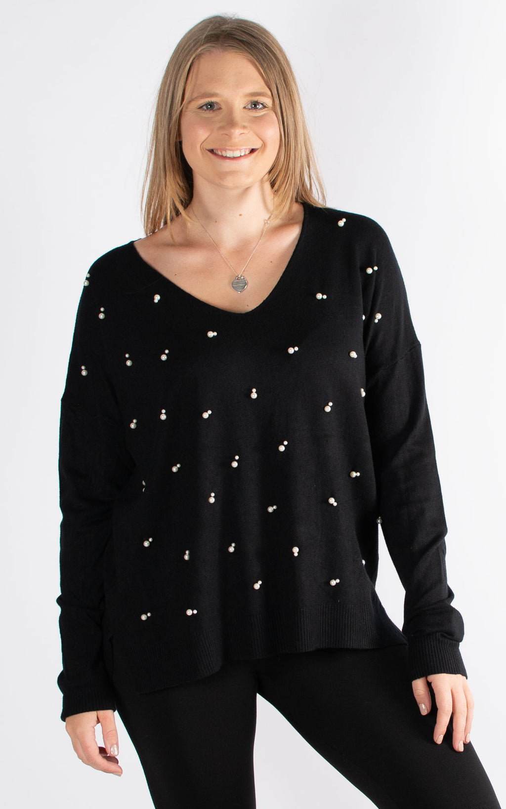 Pearl Beaded Top | Black