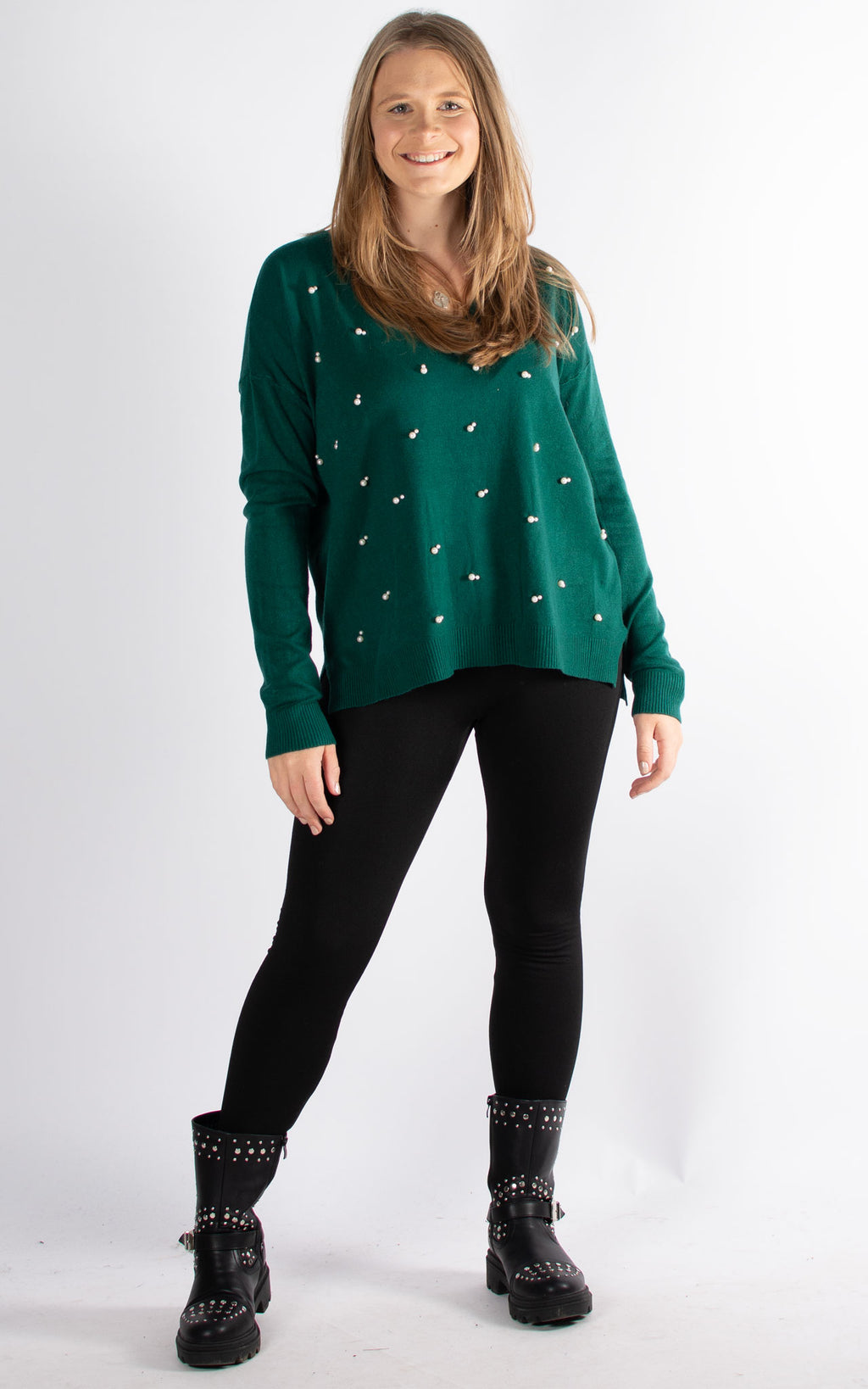 Pearl Beaded Top | Green