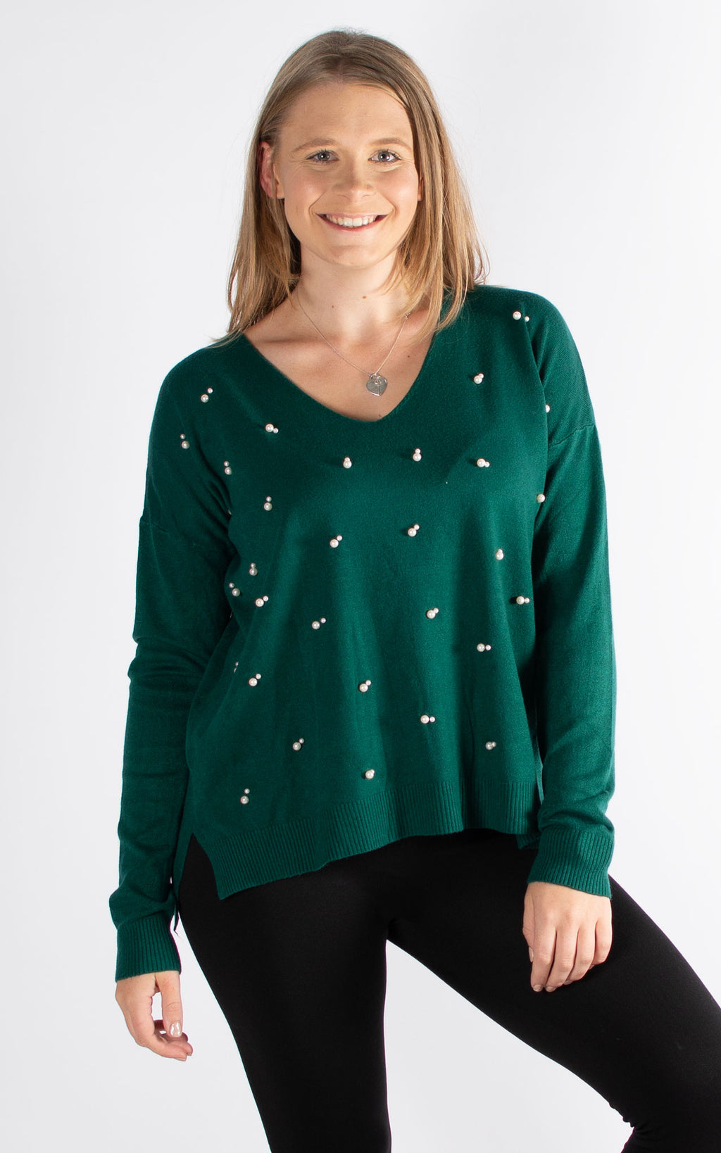 Pearl Beaded Top | Green