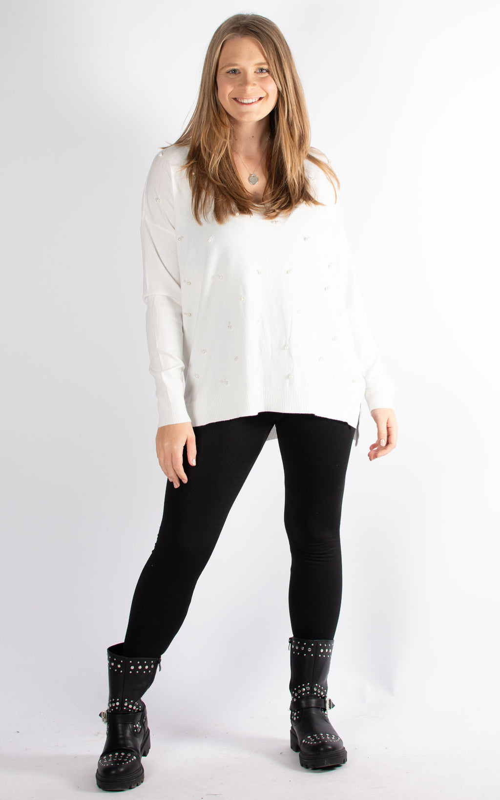Pearl Beaded Top | White