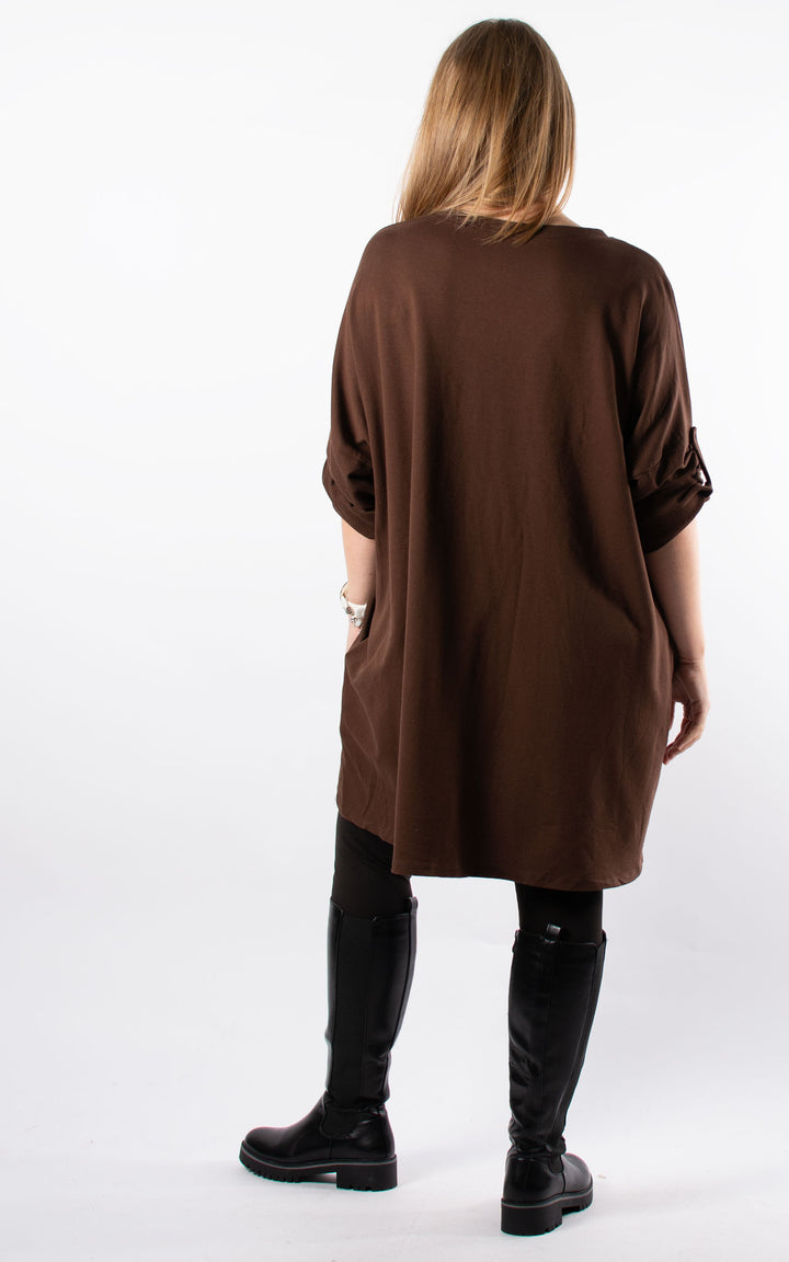 Pearl V-neck Tunic | Chocolate