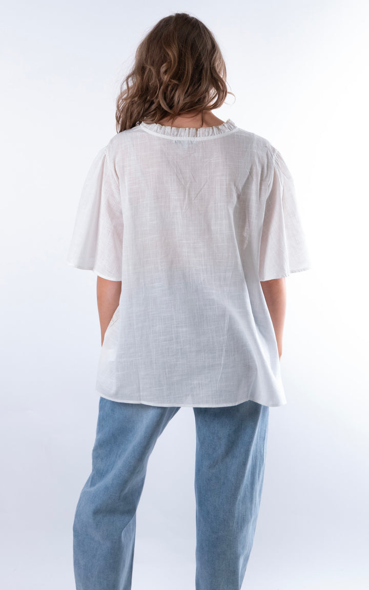 Linnea Embroidered Top | White