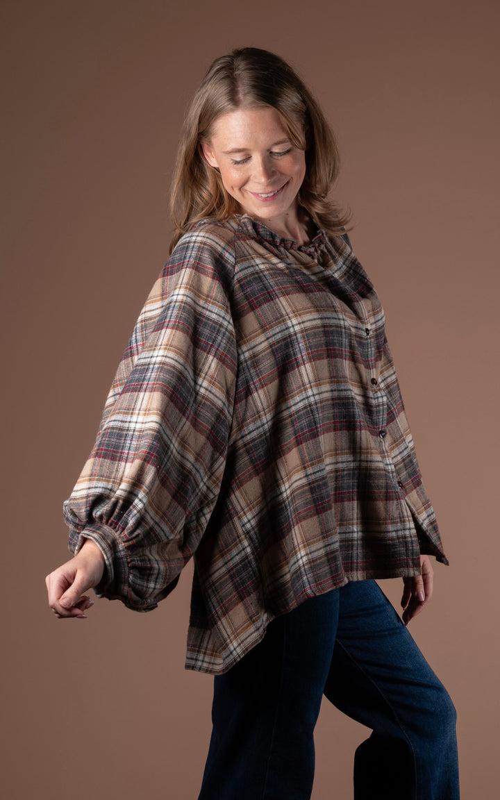 Plaid Batwing Shirt | Camel