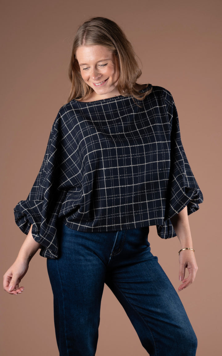 Plaid Batwing | Navy