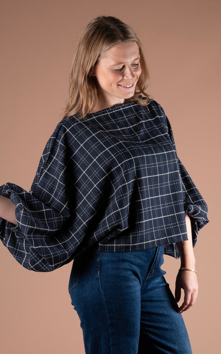 Plaid Batwing | Navy