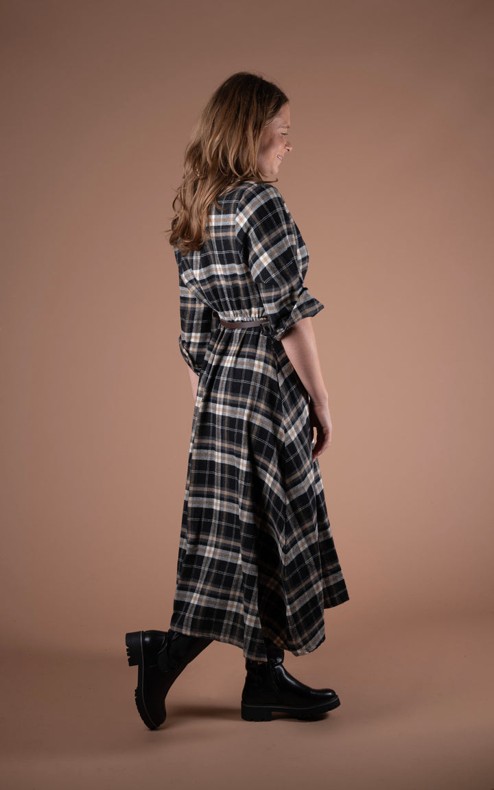 Plaid Shirt Dress | Black&Camel