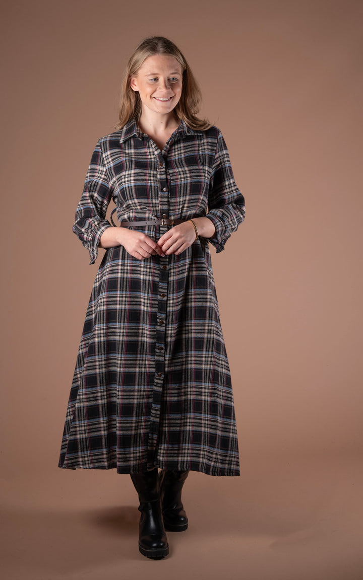 Plaid Shirt Dress | Black&Pink