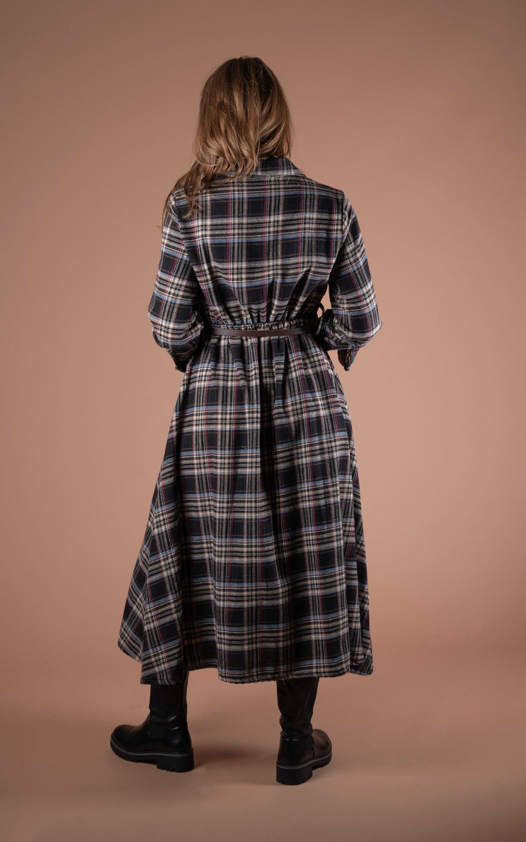 Plaid Shirt Dress | Black&Pink