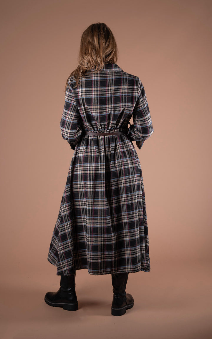 Plaid Shirt Dress | Black&Pink