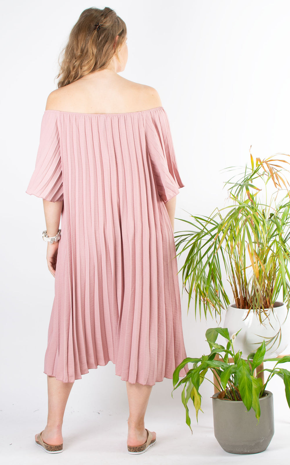 Dusky pink shop bardot dress