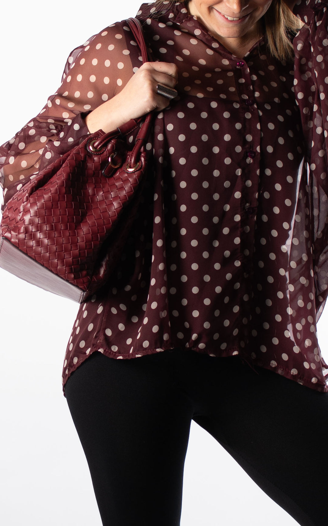 Polka Dot Blouse | Burgundy