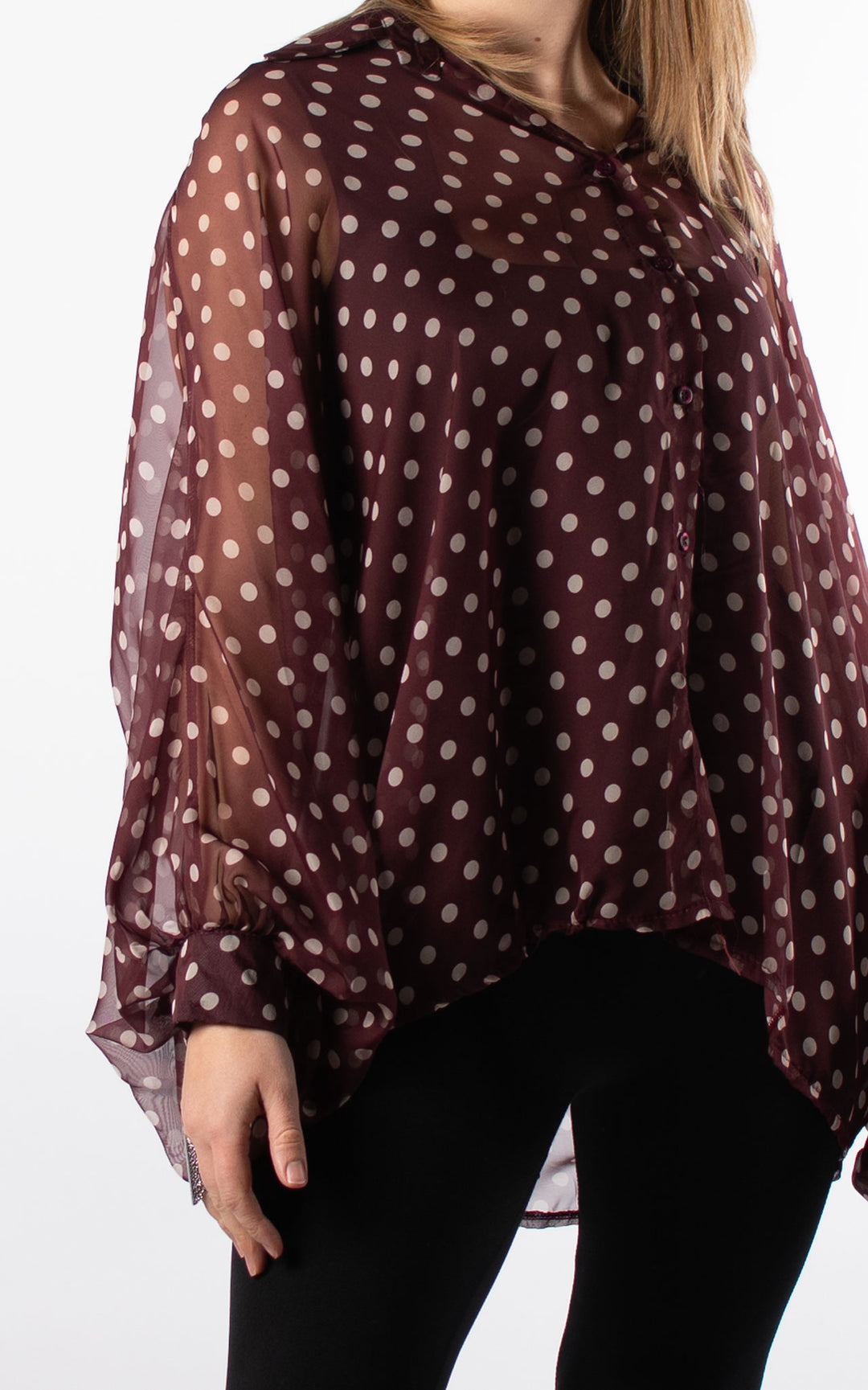 Polka Dot Blouse | Burgundy