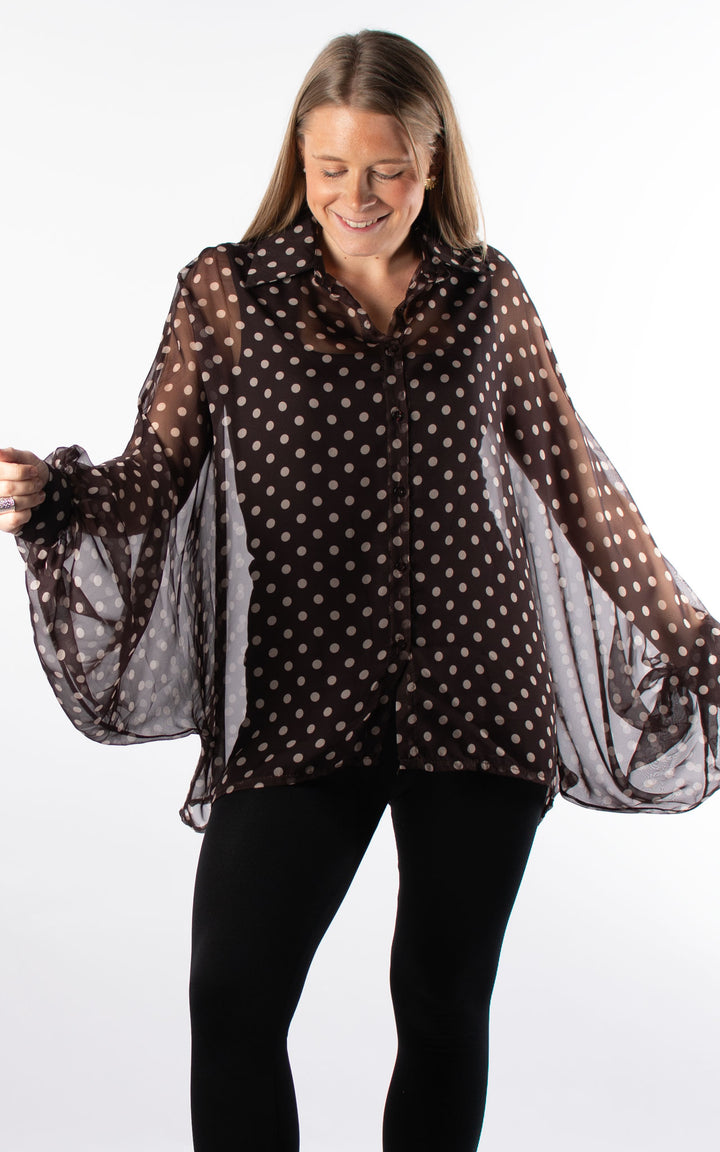Polka Dot Blouse | Chocolate