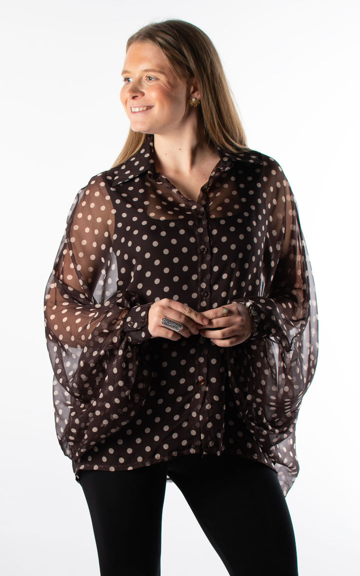 Polka Dot Blouse | Chocolate