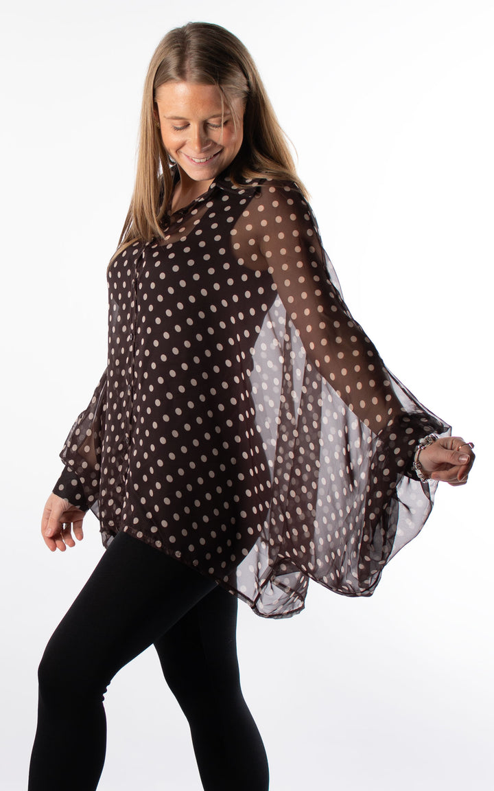 Polka Dot Blouse | Chocolate