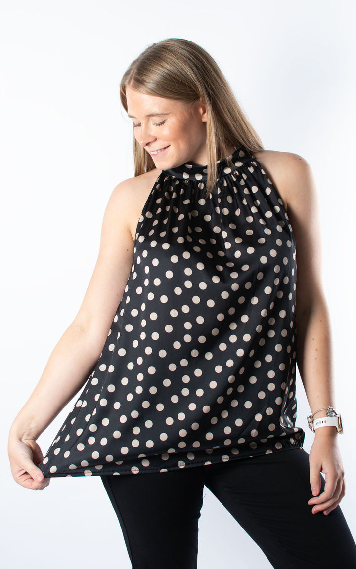 Polka Dot Halterneck | Black