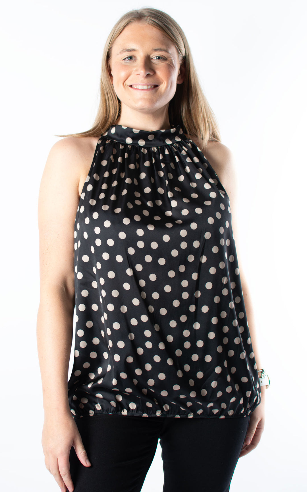Polka Dot Halterneck | Black