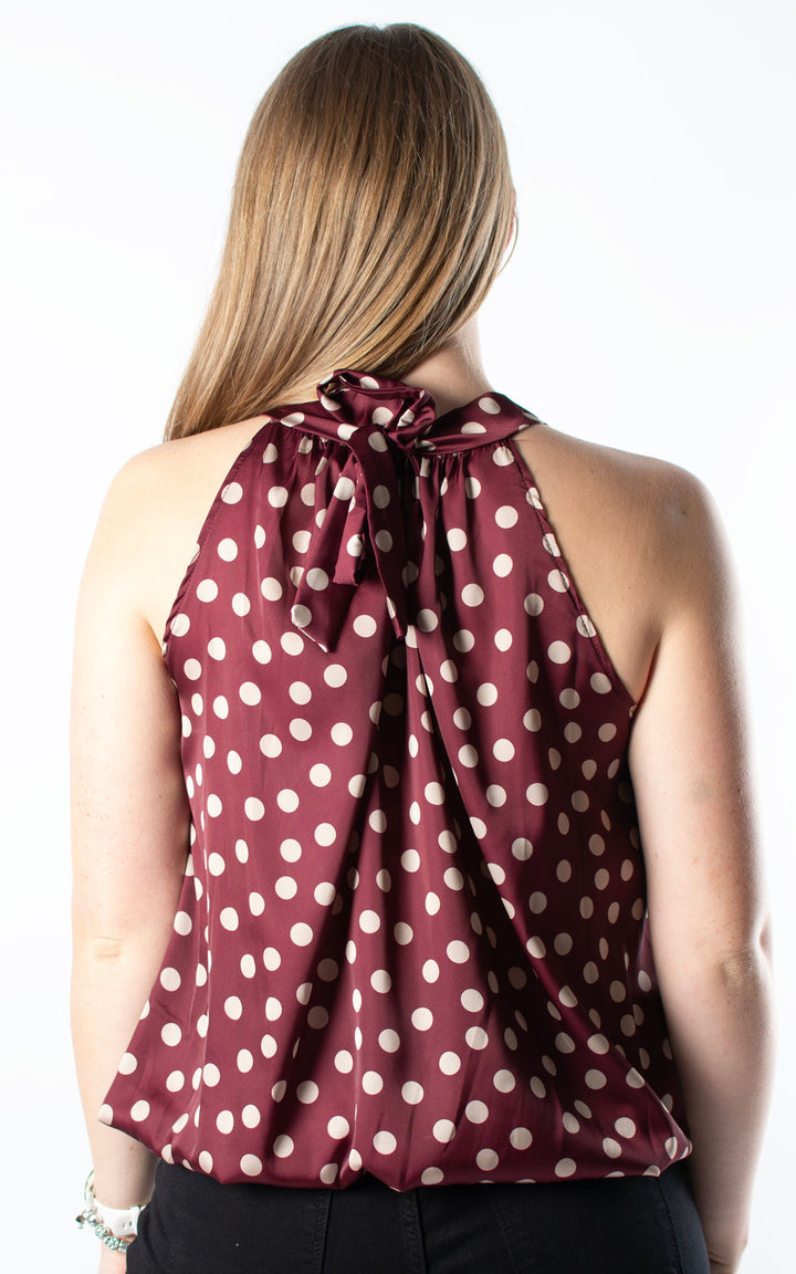 Polka Dot Halterneck | Burgundy