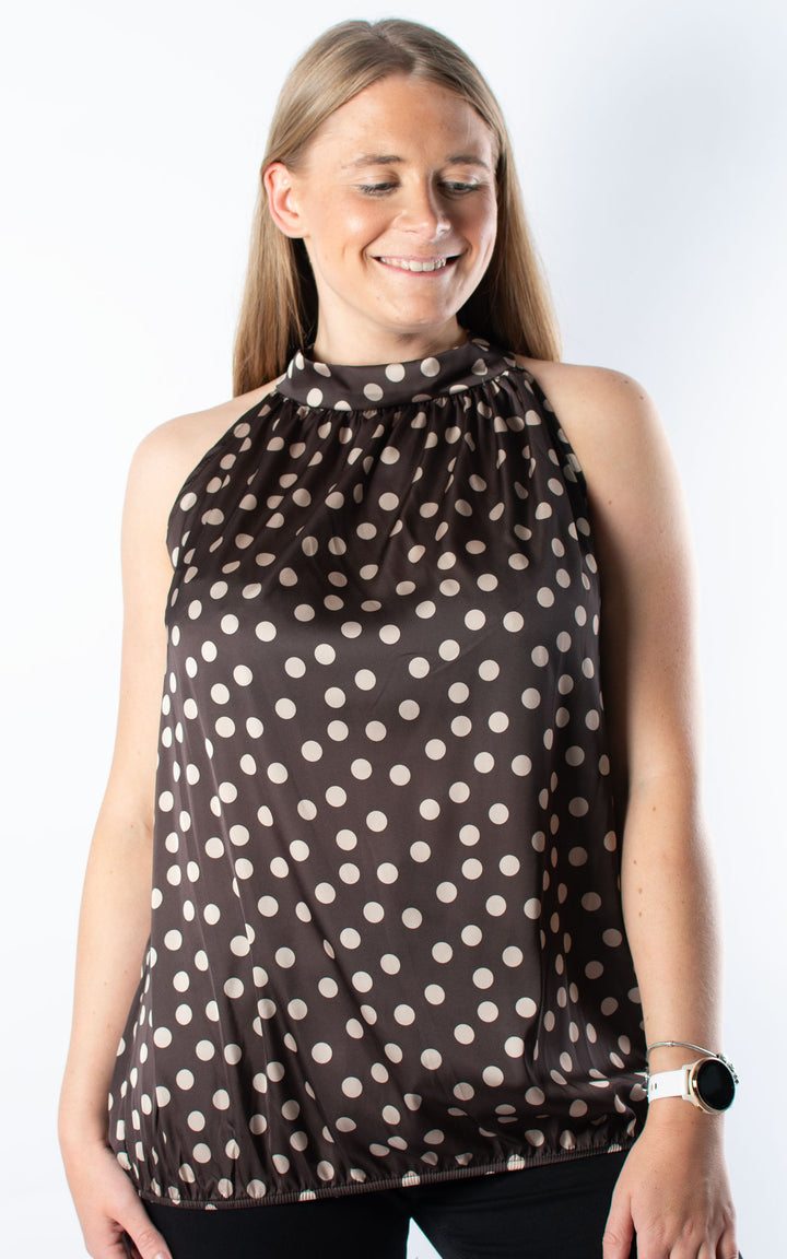 Polka Dot Halterneck | Chocolate