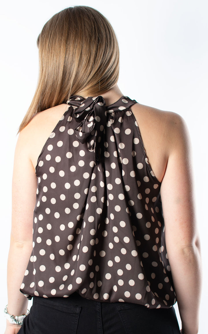 Polka Dot Halterneck | Chocolate