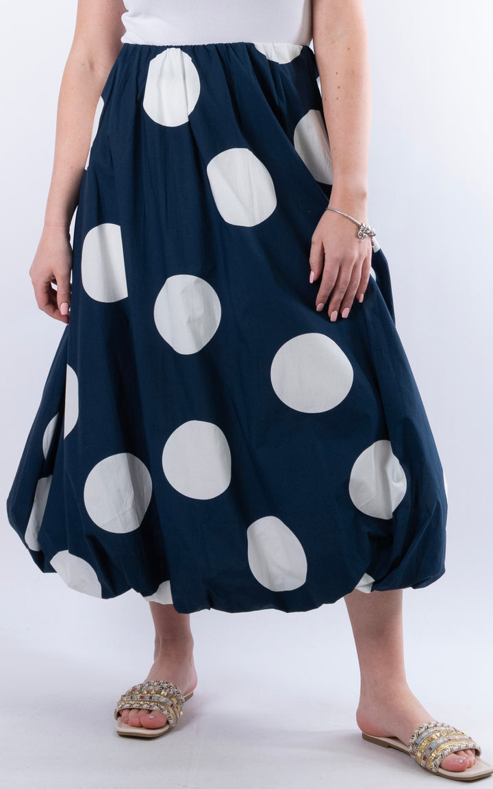 Polka Dot Maxi Skirt | Navy