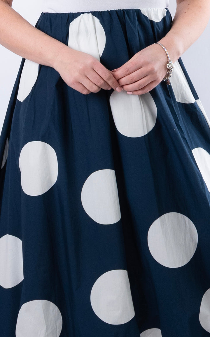 Polka Dot Maxi Skirt | Navy