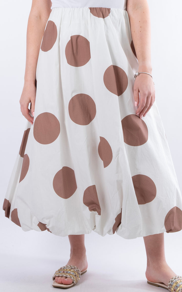 Polka Dot Maxi Skirt | White