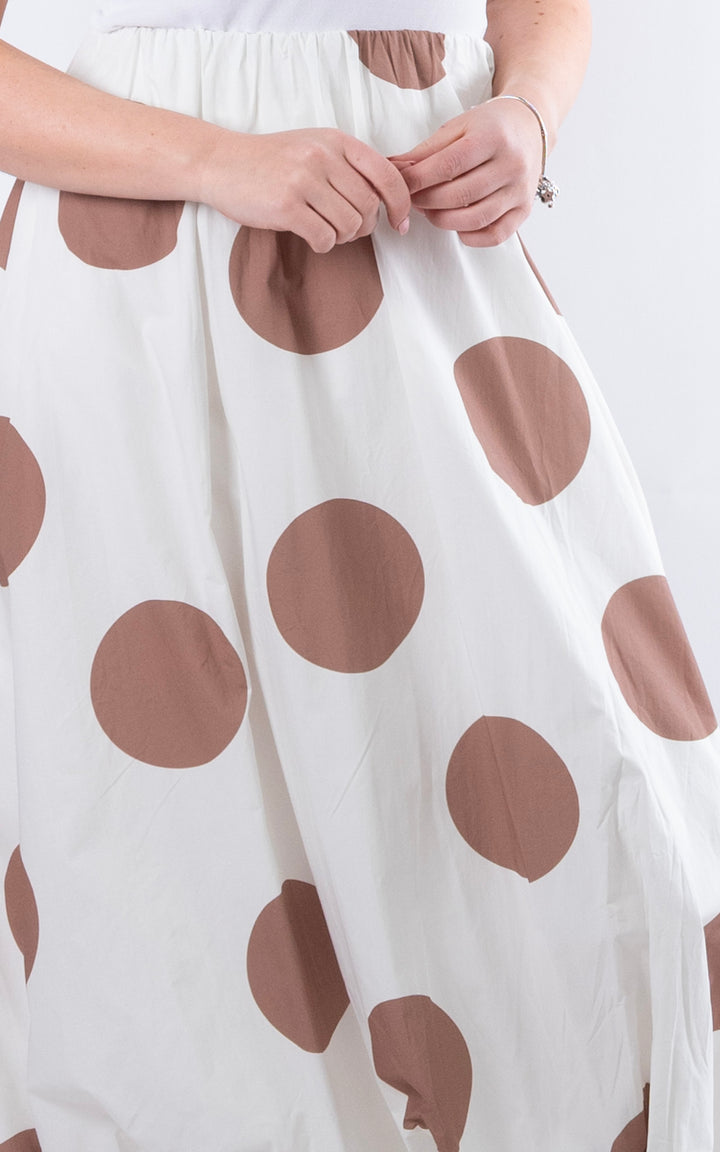 Polka Dot Maxi Skirt | White
