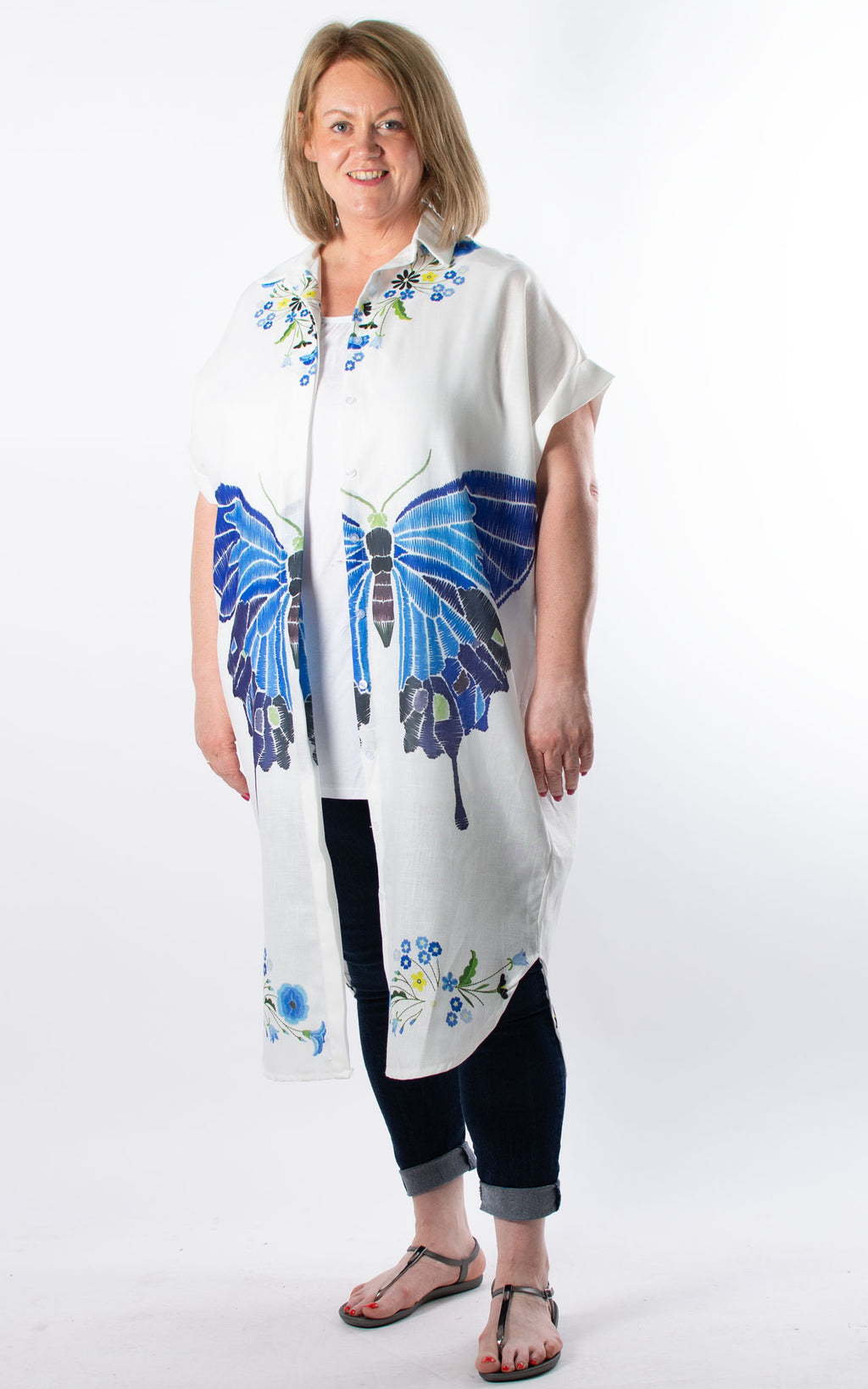 Print Shirt Dress | Butterfly
