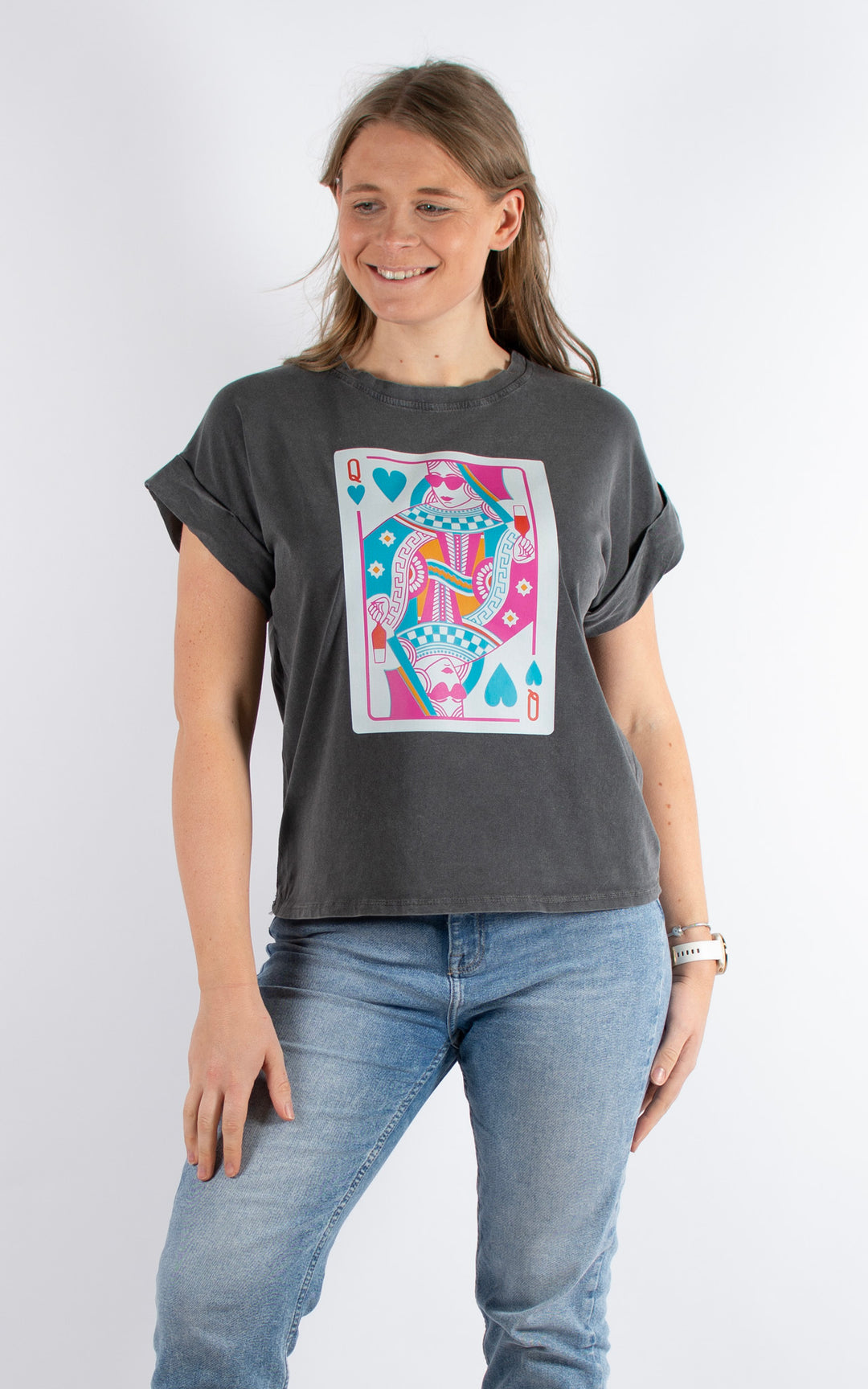 Queen of Hearts T | Dark Grey