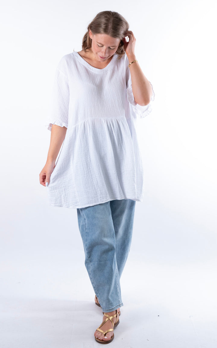 Quinn Cotton Tunic Top | White