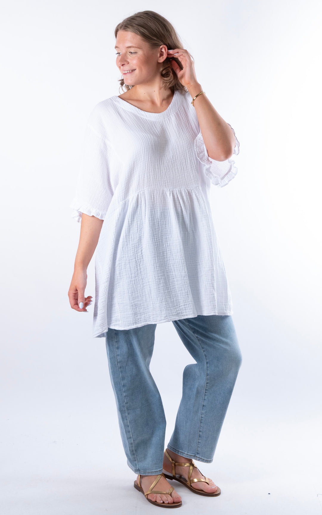 Quinn Cotton Tunic Top | White